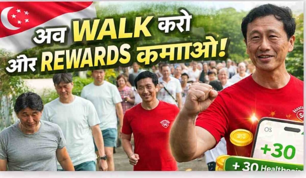 Sembawang Brisk Walking Movement Singapore residents walking with Health Minister Ong Ye Kung earning rewards through Healthy 365 app