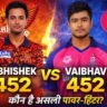 Abhishek Sharma vs Vaibhav Suryavanshi 452 रन की तुलना SRH vs RR पावर हिटिंग मुकाबला