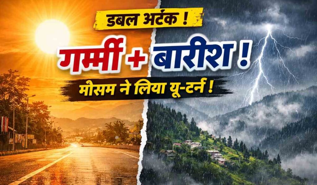 Uttarakhand Weather Today में देहरादून की गर्मी और पहाड़ों में बारिश के बदलते मौसम को दिखाता दृश्य