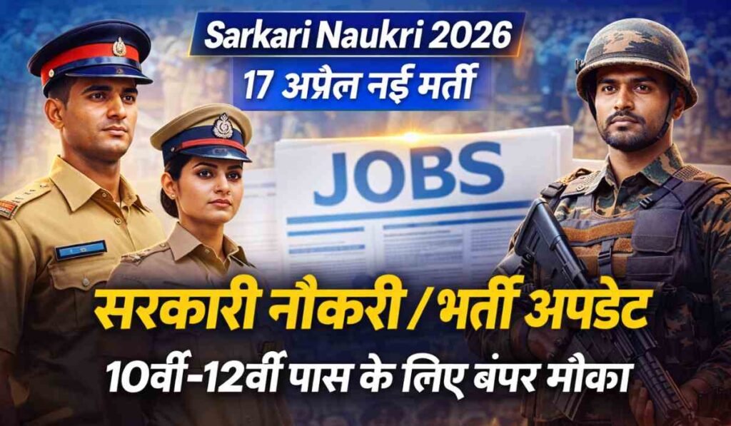 Sarkari Naukri 2026: 17 अप्रैल की नई सरकारी भर्ती अपडेट, 10वीं 12वीं पास के लिए नौकरी के मौके