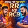 RCB vs RR Match Preview 2026 में राजस्थान रॉयल्स और रॉयल चैलेंजर्स बेंगलुरु के खिलाड़ियों के बीच आक्रामक मुकाबले का दृश्य