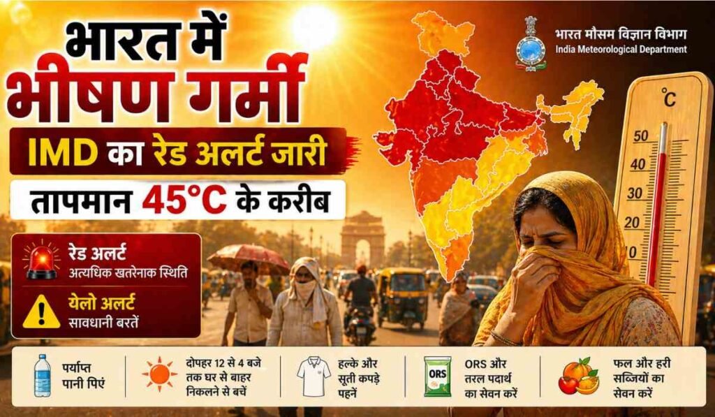 India Heatwave Alert 2026 – Temperature Near 45°C, IMD Issues Red Alert