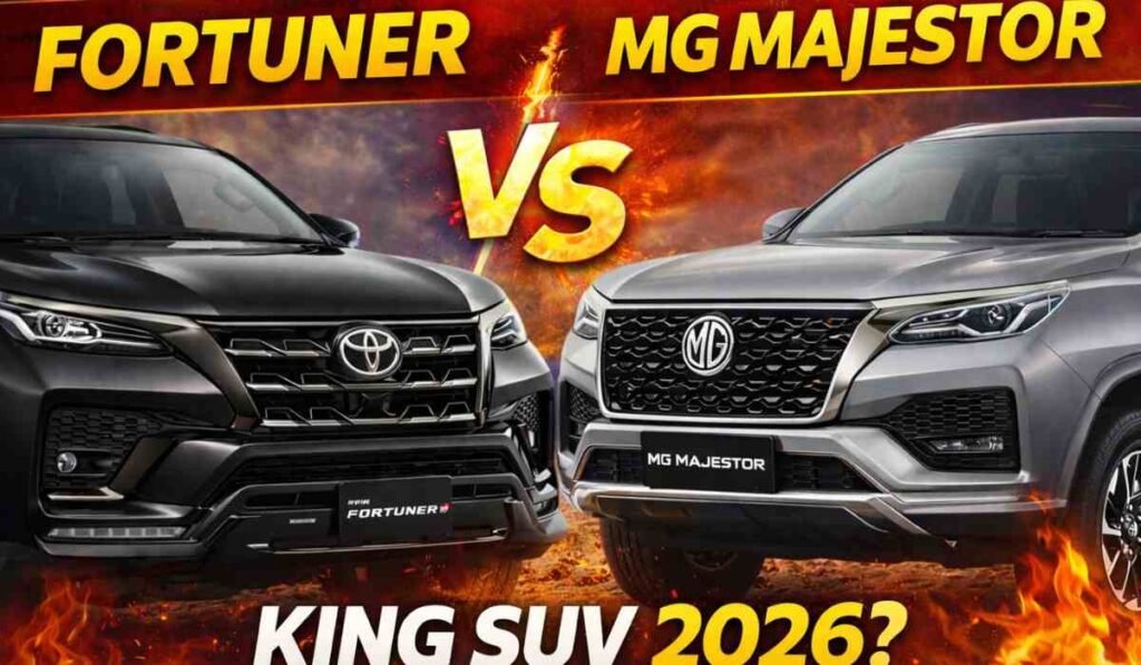 Fortuner vs MG Majestor 2026 में दोनों SUV के बीच तुलना दिखाता दमदार थंबनेल इमेज