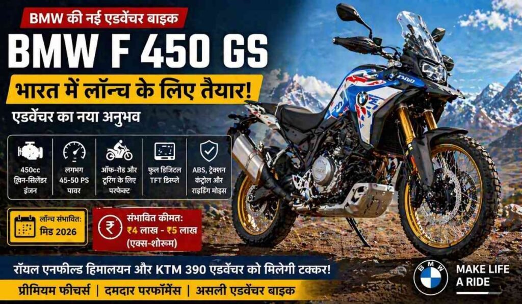 BMW F 450 GS एडवेंचर बाइक भारत में लॉन्च के लिए तैयार, पहाड़ों में खड़ी दमदार ऑफ-रोड मोटरसाइकिल