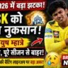 CSK Injury News: आयुष म्हात्रे चोटिल, IPL 2026 से बाहर, चेन्नई सुपर किंग्स को बड़ा झटका