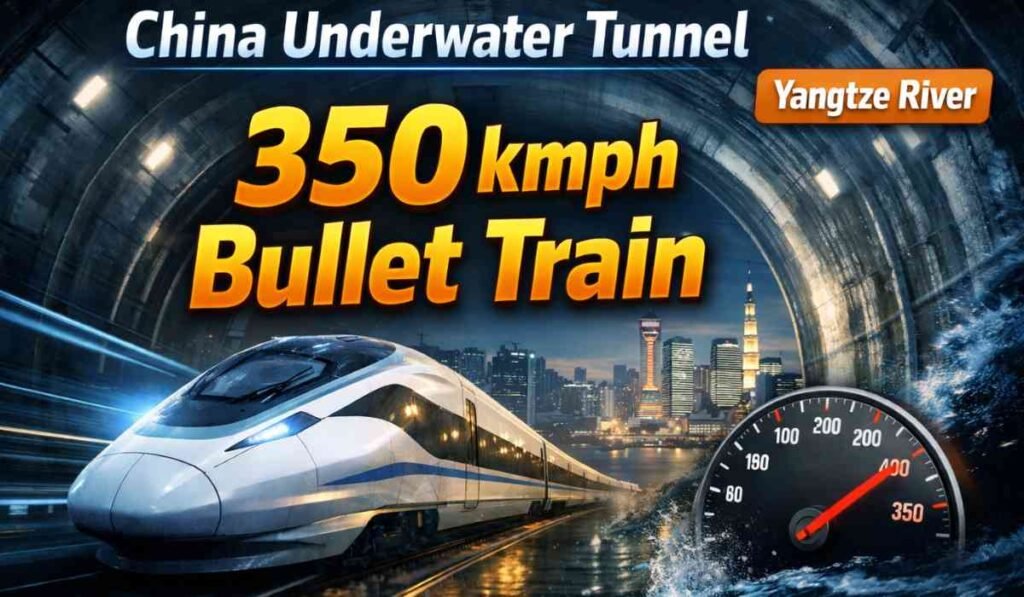 China Underwater Tunnel bullet train running at 350 kmph under Yangtze River