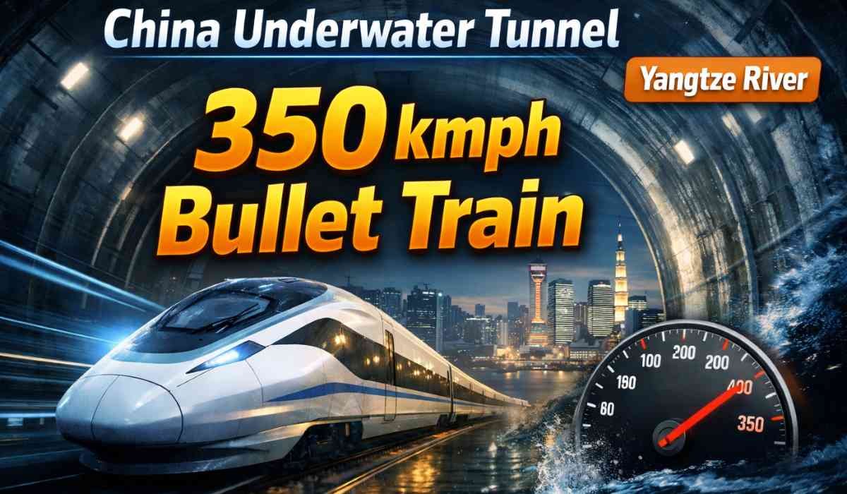 China Underwater Tunnel bullet train running at 350 kmph under Yangtze River