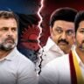 Congress DMK Alliance Break thumbnail image showing Rahul Gandhi, Vijay and MK Stalin amid Tamil Nadu political split