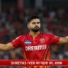 Shreyas Iyer IPL Century के दौरान शतक पूरा करने के बाद जश्न मनाते पंजाब किंग्स कप्तान