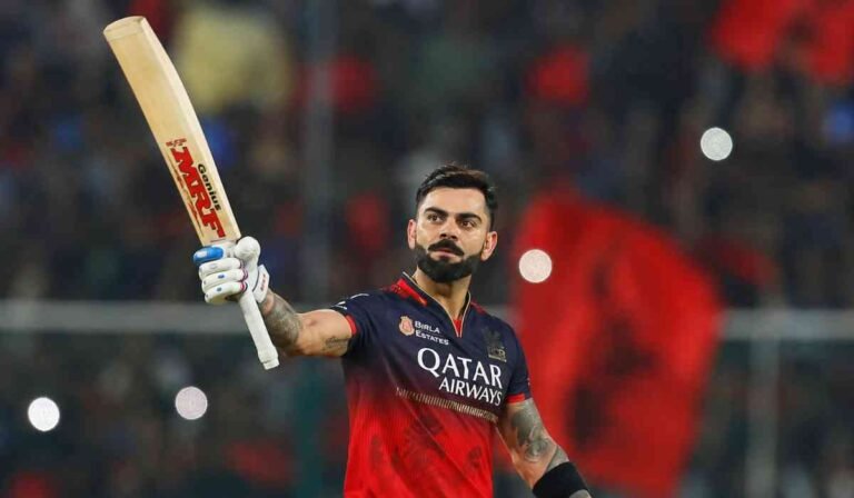 Virat Kohli IPL Record 2026: कोहली ने रचा इतिहास, IPL में 5500 रन बनाकर बने नंबर-1 ओपनर 4 Virat Kohli IPL Record 2026:Virat Kohli celebrating after creating IPL history during RCB vs Punjab Kings match in IPL 2026.