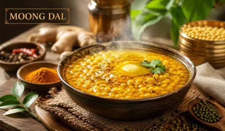 Moong Dal Benefits: आयुर्वेद विशेषज्ञ बोले – ‘दुनिया का असली सुपरफूड है मूंग दाल, इसमें देसी घी डालो’ 29 Moong Dal Benefits thumbnail image showing a healthy bowl of yellow moong dal topped with desi ghee and Indian spices