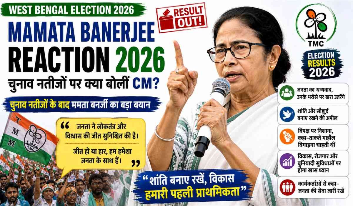 Mamata Banerjee Reaction 2026 showing Mamata Banerjee speaking after West Bengal election results giving message to public