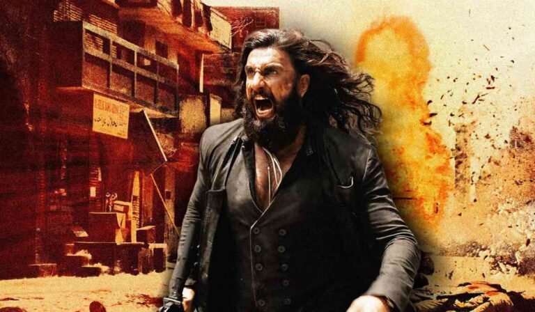 रणवीर सिंह का दमदार एक्शन लुक और Dhurandhar 2 की OTT रिलीज से जुड़ा सिनेमैटिक पोस्टर।