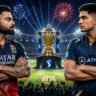 IPL Final 2026 को दर्शाती हाई-क्वालिटी इमेज जिसमें Virat Kohli और Shubman Gill ट्रॉफी के सामने आमने-सामने दिखाई दे रहे हैं।