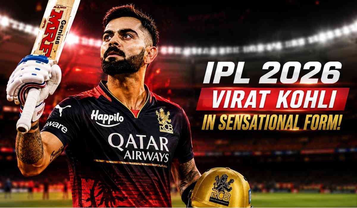 Virat Kohli IPL 2026 thumbnail image showing Virat Kohli celebrating in RCB jersey during IPL 2026 in sensational form