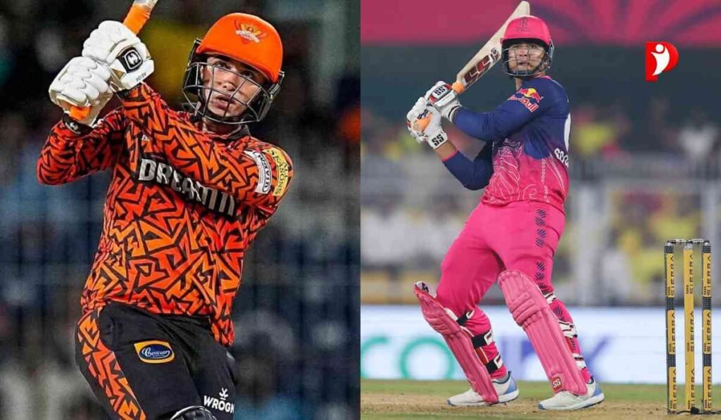 SRH vs RR Eliminator IPL 2026 को दर्शाती हाई-क्वालिटी इमेज जिसमें वैभव सूर्यवंशी और अभिषेक शर्मा मैदान पर आक्रामक बल्लेबाजी करते दिखाई दे रहे हैं।