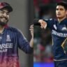 GT vs RR Qualifier 2 को दर्शाती हाई-क्वालिटी इमेज जिसमें Gujarat Titans के कप्तान Shubman Gill और Rajasthan Royals के कप्तान Riyan Parag आमने-सामने दिखाई दे रहे हैं।