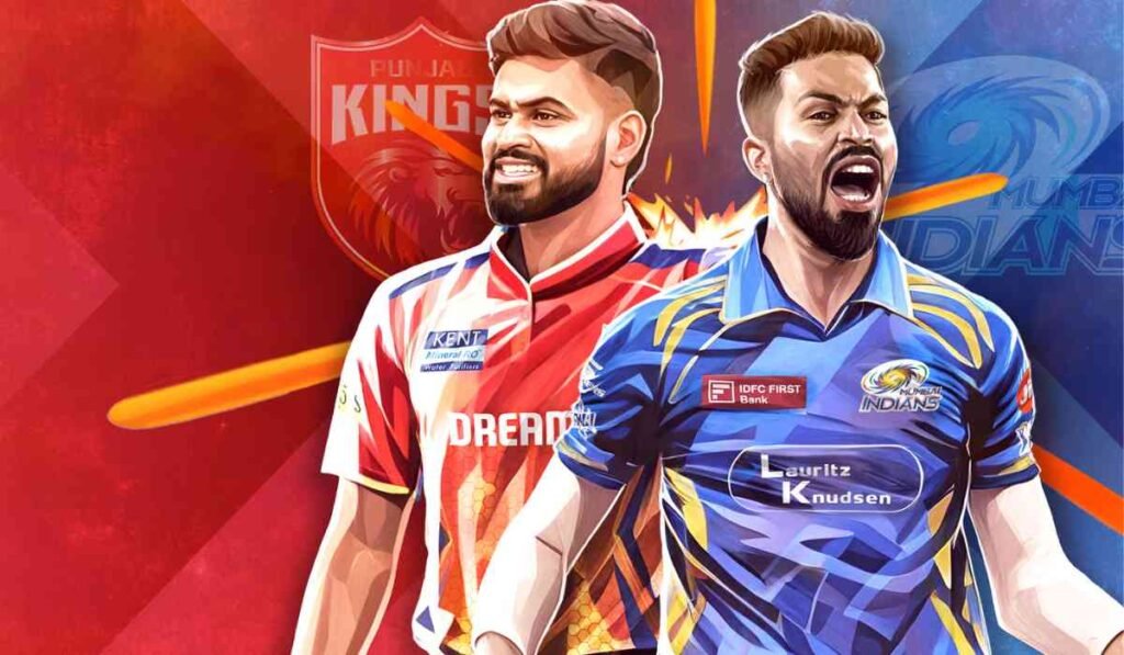 Punjab Kings aur Mumbai Indians ke players Dharamsala stadium mein IPL 2026 match se pehle आमने-सामने खड़े हुए।