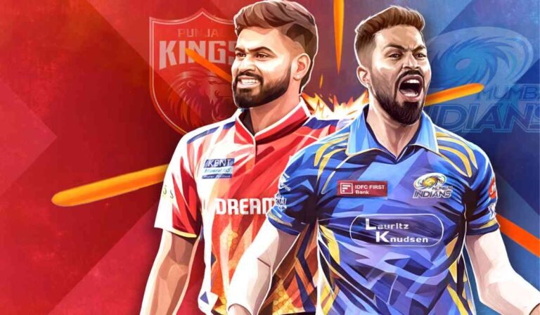 Punjab Kings aur Mumbai Indians ke players Dharamsala stadium mein IPL 2026 match se pehle आमने-सामने खड़े हुए।