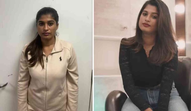 Famous Model Arrested in Drug Smuggling Case से जुड़ी तस्वीर, जिसमें मुंबई एयरपोर्ट पर कस्टम अधिकारियों की मौजूदगी में कथित ड्रग्स जब्ती और जांच का दृश्य दिखाई दे रहा है।