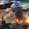 US Israel Iran War News से संबंधित सांकेतिक तस्वीर, जिसमें अमेरिका, इजरायल और ईरान के बीच बढ़ते सैन्य तनाव, मिसाइल हमले, लड़ाकू विमान और युद्ध जैसी स्थिति को दर्शाया गया है।