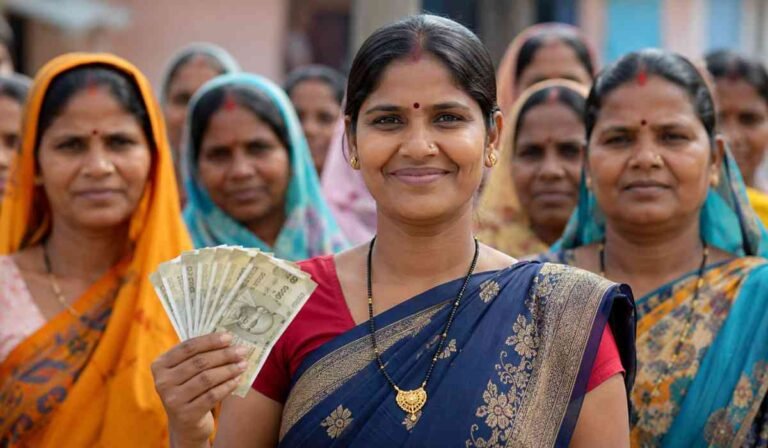 लाडकी बहिण योजना के लाभार्थियों की जांच के दौरान महिलाओं का समूह, फर्जी लाभार्थियों के नाम हटाने और सरकारी राशि वसूली की कार्रवाई
