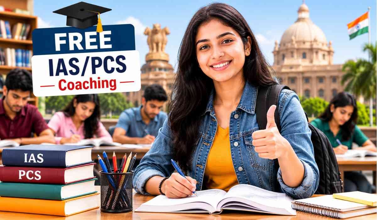 UP Free IAS PCS Coaching Scheme के तहत पढ़ाई करते IAS-PCS अभ्यर्थियों की तस्वीर।
